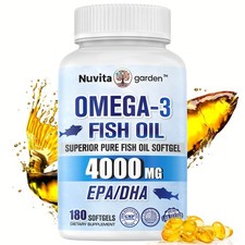 4000mg Omega-3 Fish Oil Supplement Healthy Joint  Heart Wellness 180 Softgels