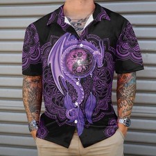 Neon Purple Dragon Mandala Dragon Hawaiian Shirt Purple Dragon Shirt For Men And