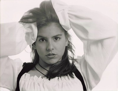 Unknown Model Young Girl Brunette White Top Vintage 8.5x11 Photo