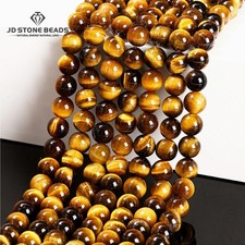 Natural Yellow Tiger Eye Beads 4-0.47 in - 37pcs for Jewelry Making