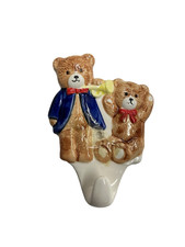 VTG Takahashi Teddy Bear Ceramic Wall Hook 2 Bears Trumpet Music EUC Baby Kids