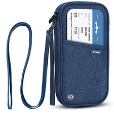 RFID Family Passport Wallet Holder Waterproof, Travel One Size, Blue