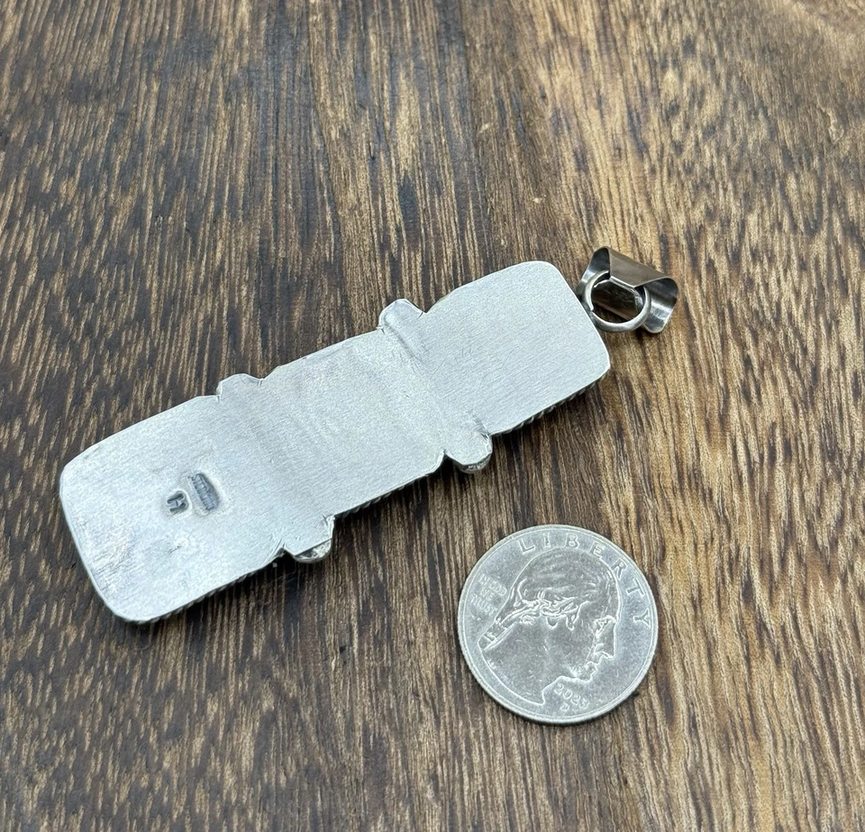 Pingente de gota de concha de ostra espinhosa feito à mão prata esterlina navajo nativo - Imagem 3 de 3