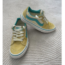 VANS Old Skool Checkered Sneakers Yellow Teal White Unisex Kids