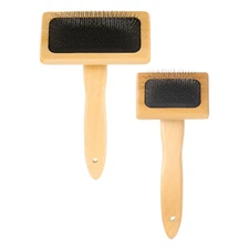 Wool Carder Brush 1 Medium and 1 Small, Black/Wood Color