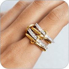Stackable Gold Rings for Women 18K Gold Plated Interlocking Ring Stack Set Gold