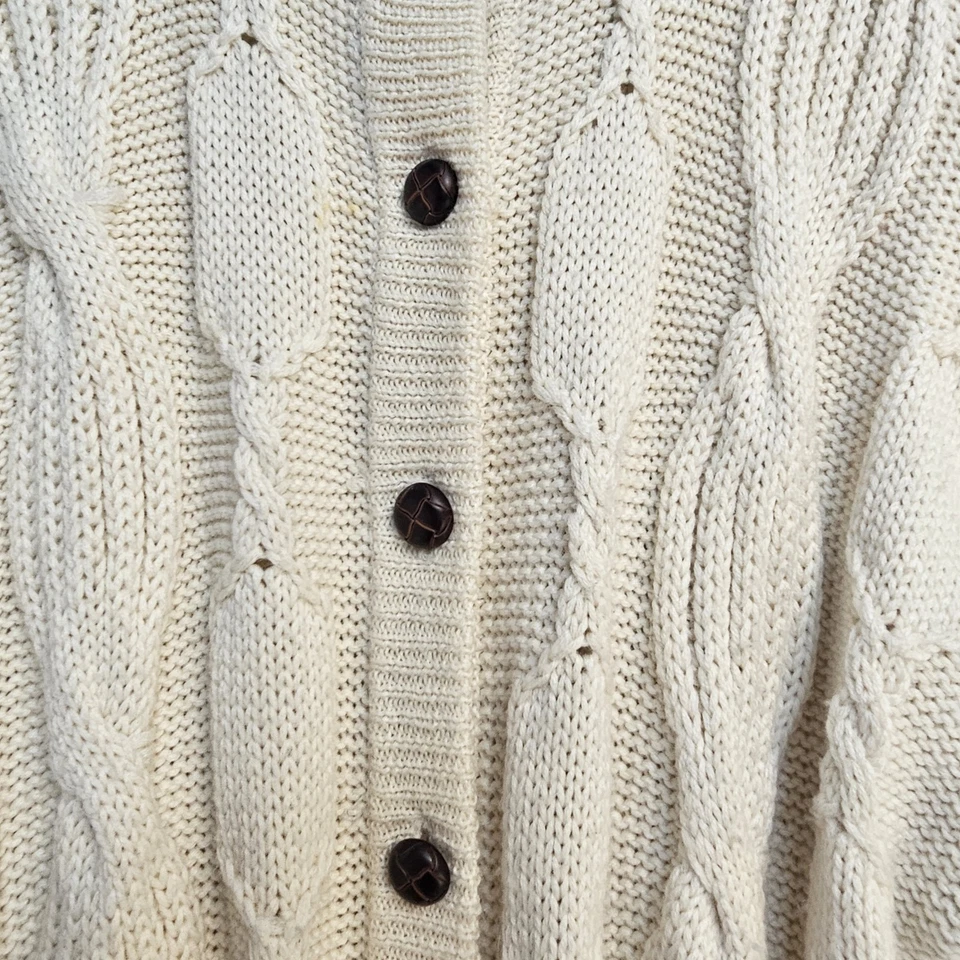 Cárdigan Suéter Vintage Westbound Tejido con Cable Crema Talla XL Grueso Pescador C0017 Foto 2 de 4
