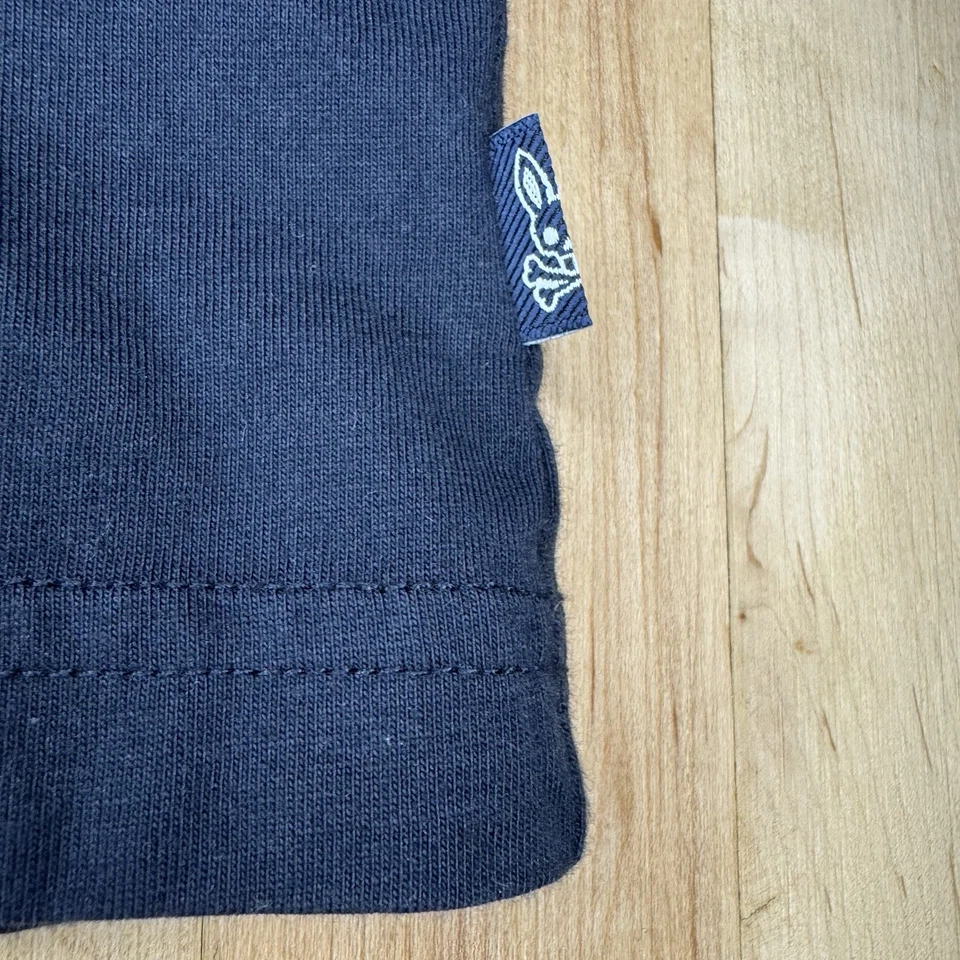 Camiseta gráfica Psycho Bunny para hombre talla 6 (grande) negra pima algodón graffiti Foto 4 de 4