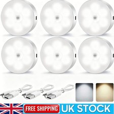 6PCS USB Rechargeable Motion Sensor Night Light Set for Cabinet Wardrobe Stairs