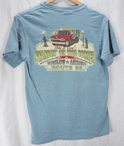 ROUTE 66 STANDING ON THE CORNER IN WINSLOW ARIZONA T-SHIRT TEE BLAU HERREN GRÖSSE S - Bild 2 von 5