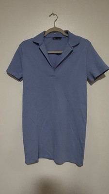 Zara Polo Dress Size S Light Blue Color Short Sleeve Collared