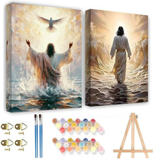 2 Pack Jesus Paint by Numbers Kit for Adults with Frame - Jesus Paint by Number