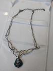 CAROLYN POLLACK solid STERLING 925 SCROLL NECKLACE / Green Chrysoprase pendant. — photo 8