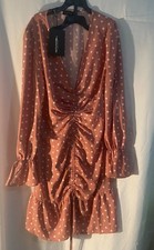 pretty little thing dress Peach polka dot dress size 8 NWT