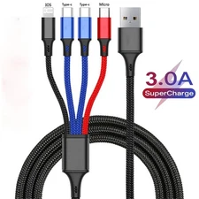 Multi Charging Cable 4 in 1 Multiple USB Fast Charger For iPhone Type C Micro
