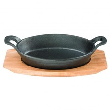Pyrolux Pyrocast Cast Iron Oval Gratin with Maple Tray | 15.5 x 10cm