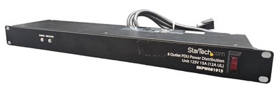 StarTech.com-RKPW081915, 8 Rear Outlet 1RU, Rack - Power/Surge- 120V/15A-6'' Cord