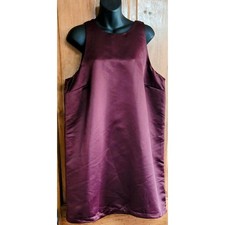 Women's Holiday Party Dress 90s Satin Mini Shift Future Collective Burgundy XL