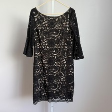 Vince Camuto Black Lace Dress Size 16 Party Cocktail Witchy Flared Sleeve