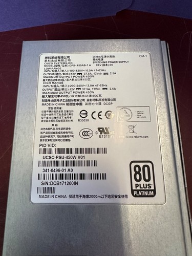 CISCO UCS C220 M3 ALIMENTATORE 450W UCSC-PSU-450W V01 DPS-450AB-1 A - Foto 2 di 7
