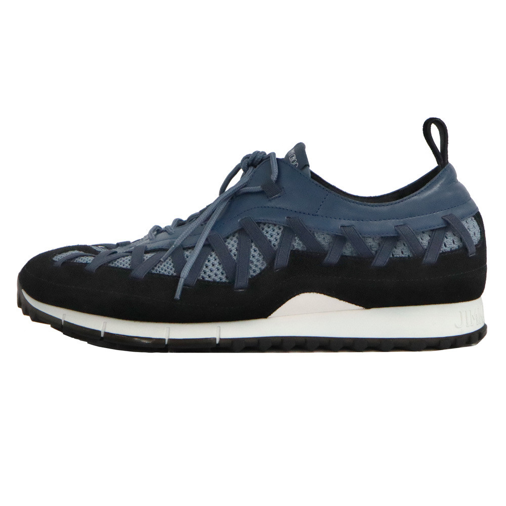 Jimmy Choo ZIZA M UUK 204 Blue Black Leather Low Cut Sneakers 45 