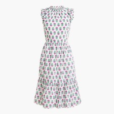 NWT J Crew Factory Midi Cotton Dress with Ruffle Sleeves Size 4
