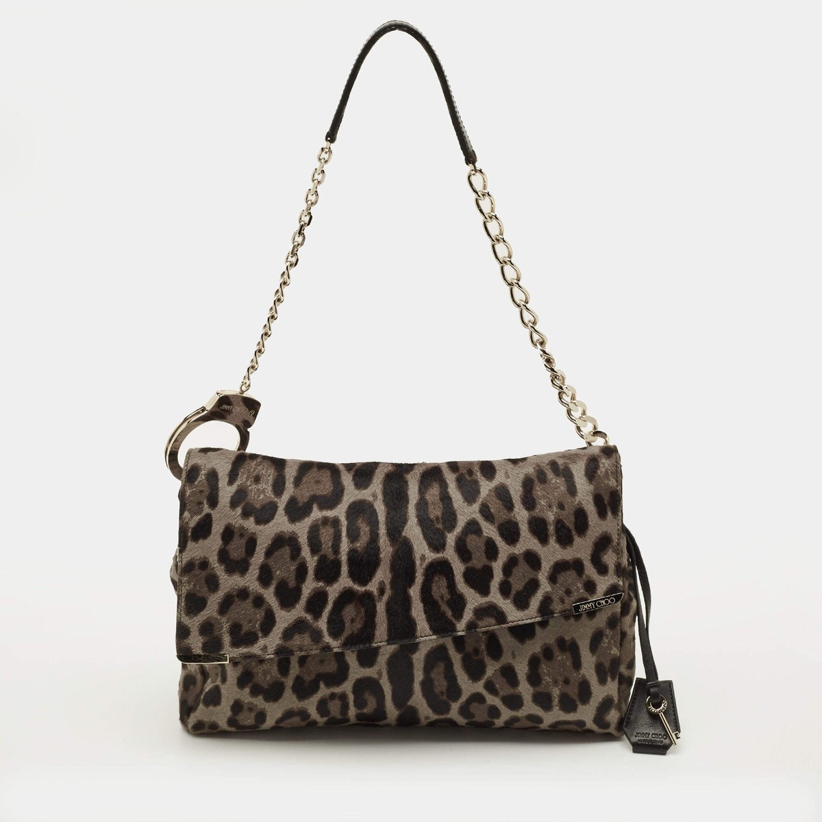 Jimmy Choo Handcuff Chain GreyBrown Calf Hair Shoulder Bag | eBay