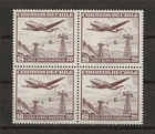 Chile 1959 Sc# C209 airmail Plane Airplane modena $20 block 4 MNH