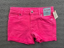 Cat Jack Shorts Girls Large 10/12 Pink Adjustable Waist Stretch Denim Summer