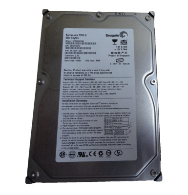 250GB IDE SEAGATE Barracuda 7200.8 ST3250823A S/N: 3ND11WT6 3,5 '' #FP4225