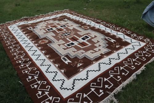 Alfombra tribal turca oriental turca tejida a mano Navajo Kilim 9x12 ft suroeste - Imagen 8 de 8