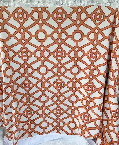 King Duvet Cotton Cream Orange Lattice Chain link MODERN 1 Sham Hand Made - Picture 5 of 9