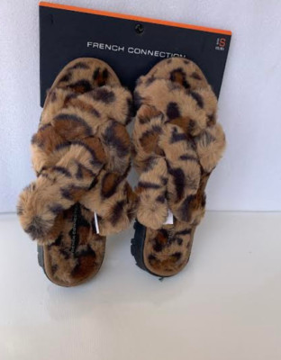 French Connection women leopard slippers size S 5/6