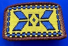 Large Beaded Native American Indian Bead Southwest Pattern Belt Buckle