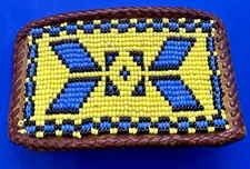 Large Beaded Native American Indian Bead Southwest Pattern Belt Buckle