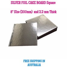 8" Inch Cardboard Cake Board Square Silver Thickness 2mm - Premium cakeboards