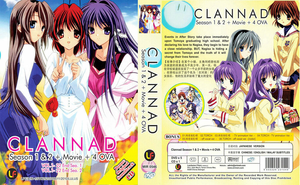 DVD Clannad Complete Box Season 1+2 + Movie + 4 OVA ENGLISH Subtitles  Shipping