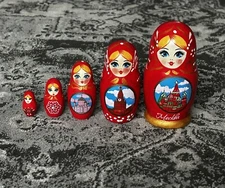 Russian Doll Moscow - 5 Nesting Dolls - 3.7 in - Authentic Matryoshka - Handmade