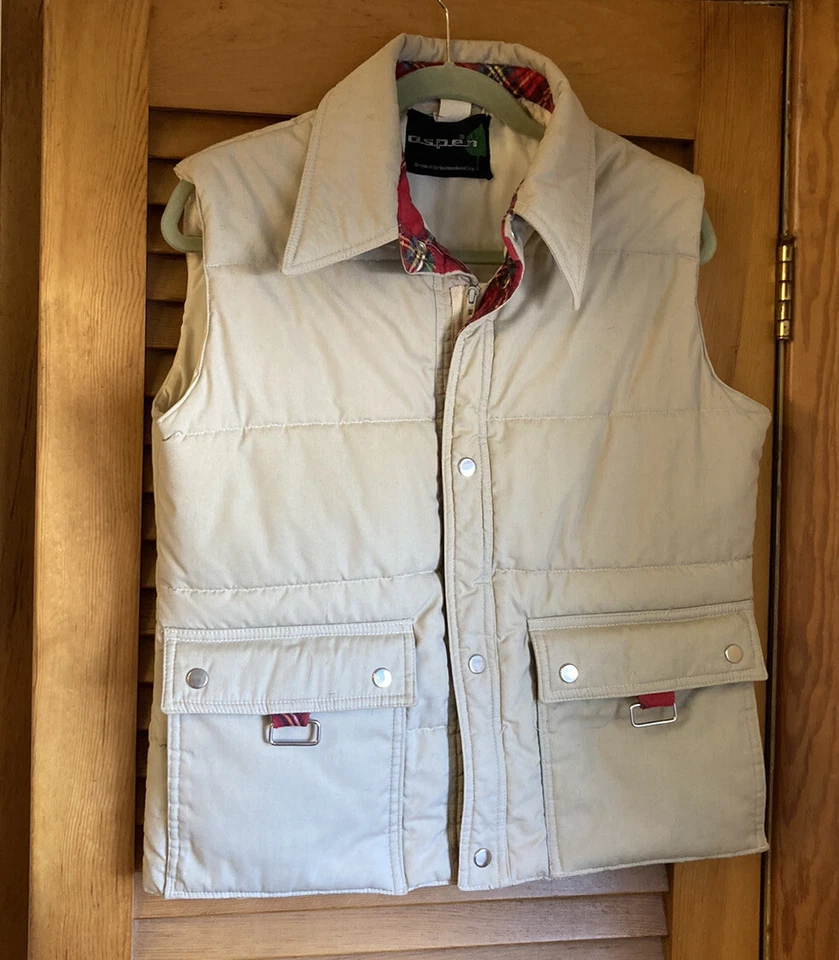 Chaleco de pesca vintage Aspen bronceado para hombre talla mediana con cremallera aislada con bolsillos Foto 3 de 4