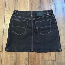 Polo Ralph Lauren Jean Skirt Women's Size 10 Black Denim White Stitching 10