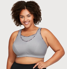 Glamorise 1066 No-Bounce Cami Sports Bra Medium Impact 38D Gray Wirefree 
