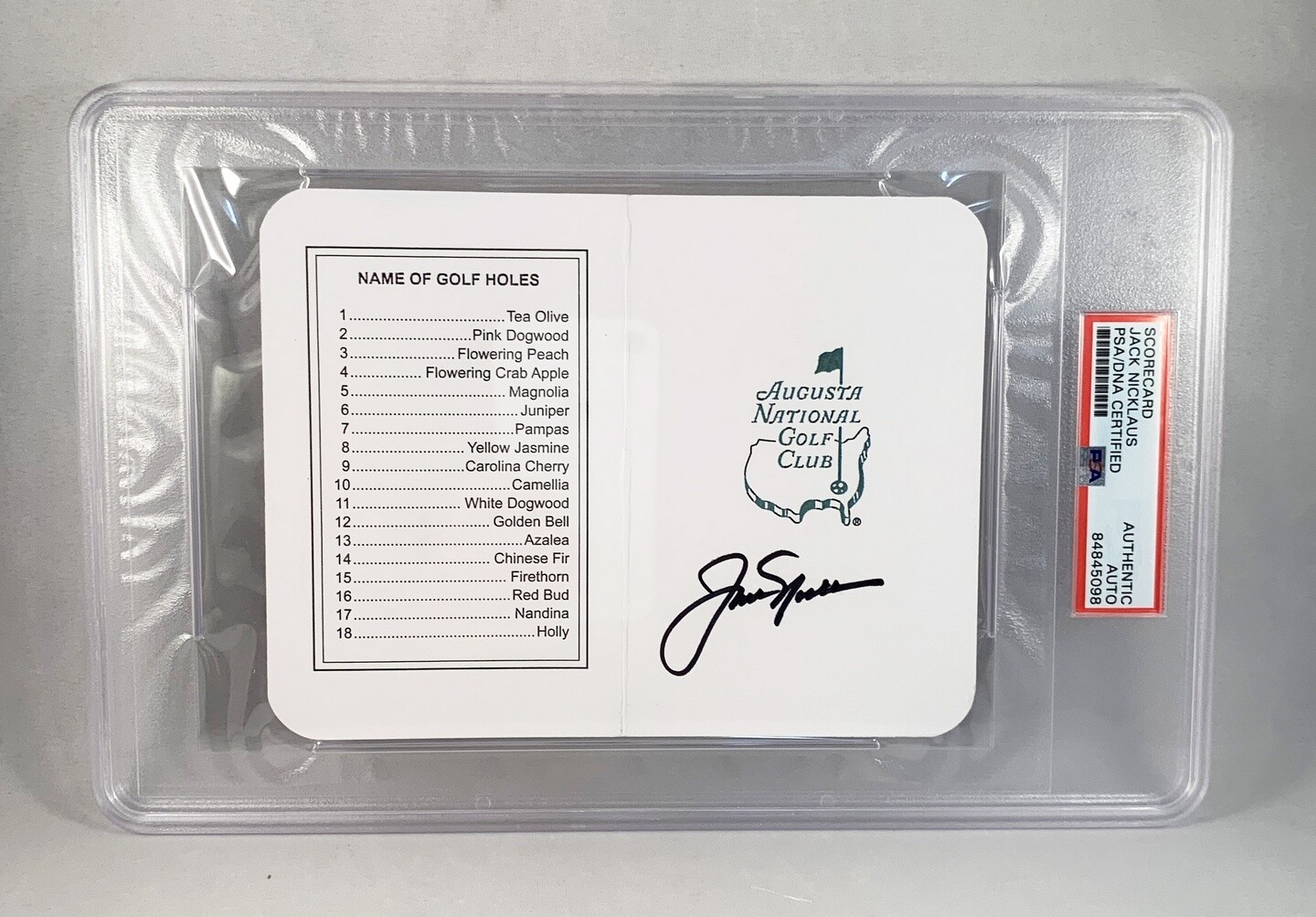 Jack Nicklaus Signed Masters ScoreCard 5 PSA/DNA 16 COA
