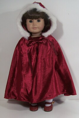 SHIMMERY BURGUNDY Hooded Cape Faux Fur Doll Clothes For 18 American Girl (Debs)
