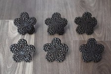 6 Pic Pomelli vintage in ghisa FLOREALE per ante cassetti maniglie tirare rus...