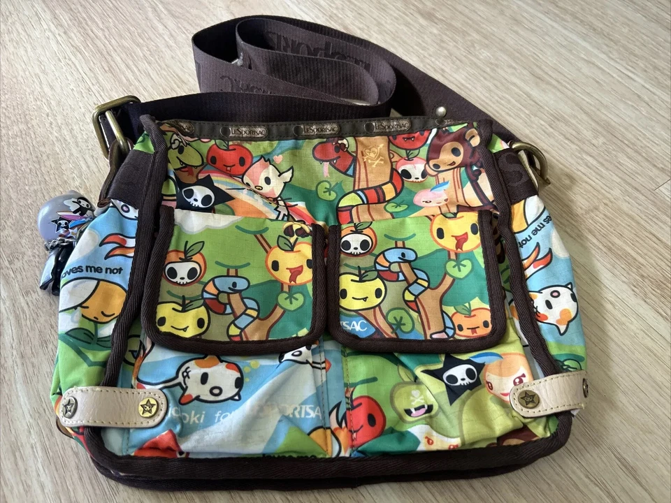 Tokidoki Le Sportsac Stellina Messenger Bag Purse Foresta Green X Body Kawaii - Image 3 of 4