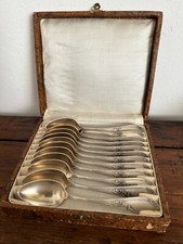 Antica scatola 12 cucchiaini metallo argentato - arte della tavola - liberty
