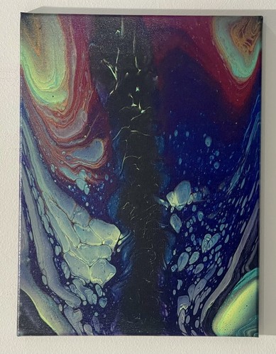 Original Abstract Acrylic Fluid Art Painting 12"x16" Signed Canvas Modern ART - Picture 3 of 9