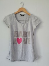Mothercare Maternity T Shirt size 8 grey Baby Love logo womens