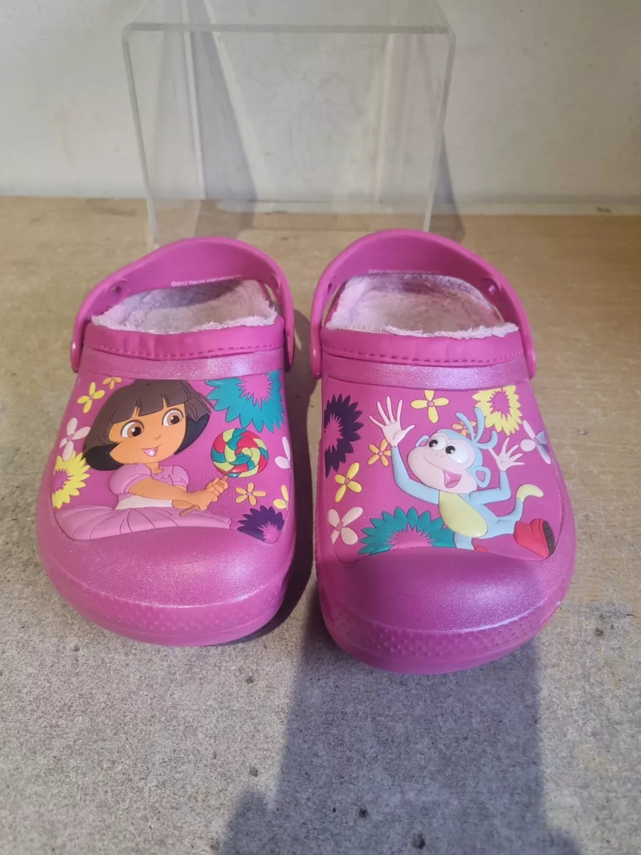 Dora the Explorer Crocs for Kids Size J2 Good Used Condition A9