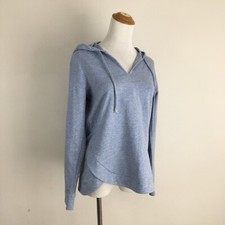 MICHAEL KORS Heather Blue Logo Hardware Hoodie Pullover Shirt Womens sz Small